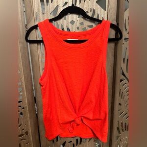 Madewell Bright Coral Tie-Front Tank